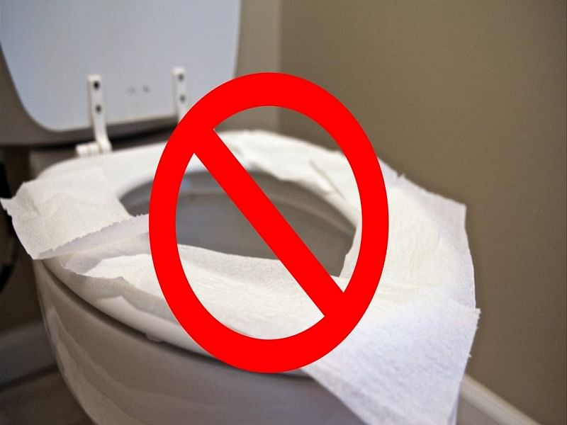 Stop covering toilet seat with paper roll because its more unhygienic 