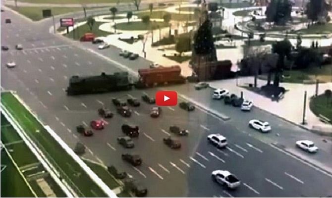 shocking video of cargo train running on road