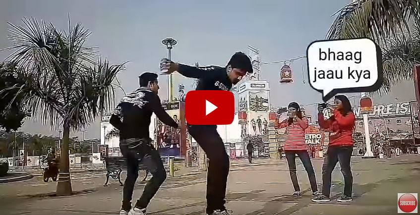 funny dance by boys in public place