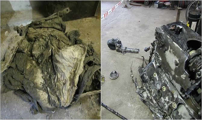 A father and son found crashed world war two fighter plane with pilot in it