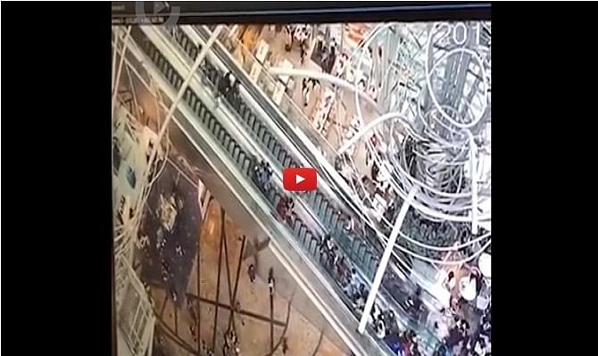 What happened when an escalator in Hong Kong reversed accidentally 