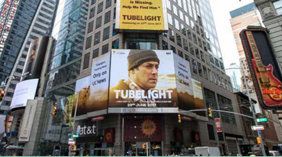  Bollywood Actor Salman Khan movie poster seen in New York's Times Square
