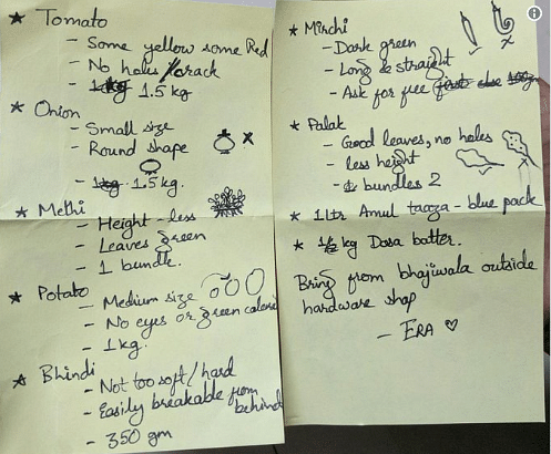 funny Grocery List made by wife that is viral on social media