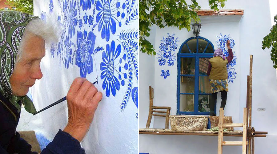90 YO Czech Grandma agnes kasparkova Turns Village Into Her Art Gallery By Hand-Painting 
