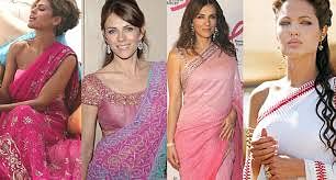 hollywood celebrities look beautiful in saree 