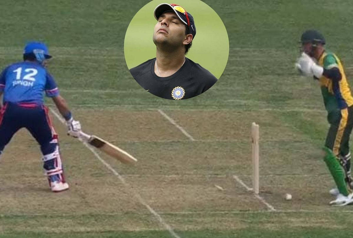 Viral video of yuvraj singh out in bizarre style