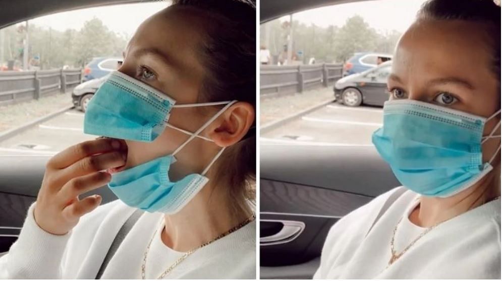 viral video of woman who eating food with mask during corona pandemic