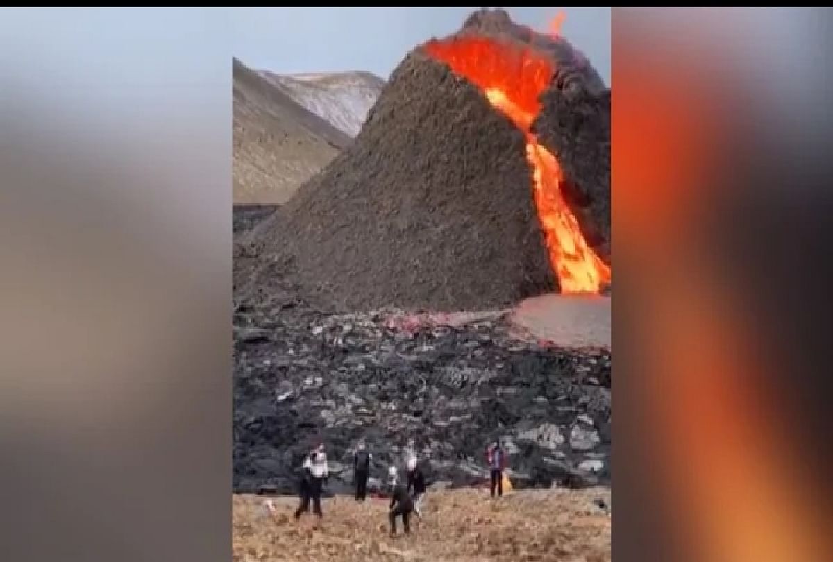 some people were playing volleyball near volcano eruption area video is going viral on social media