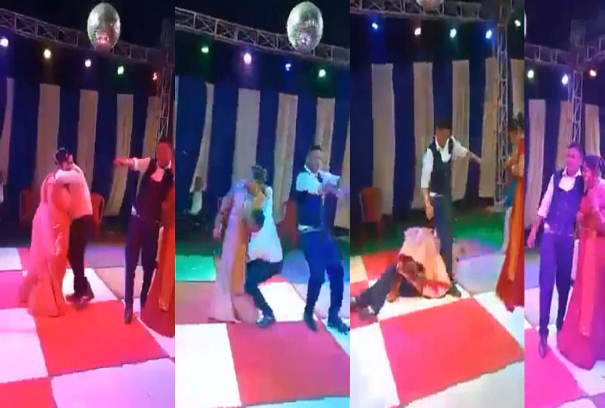 husband tried to lift up his wife on dance floor funny dance video goes viral on social media