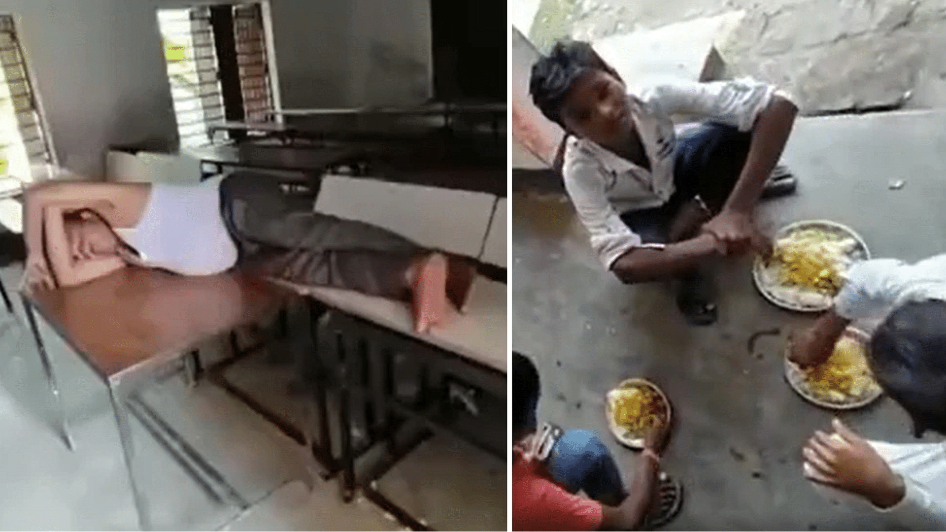 Teacher sleeping in class room, students having food in garbage video went viral on social media