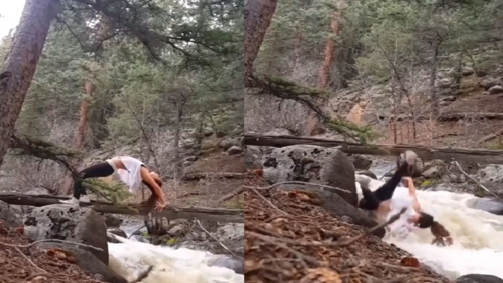 girl taking photographs in style slipped and fell into the river video viral