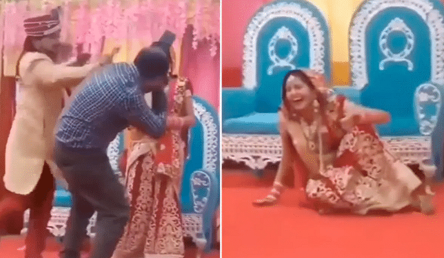 Funny wedding video angry groom slapped photographer during photoshoot bride burst in laughter