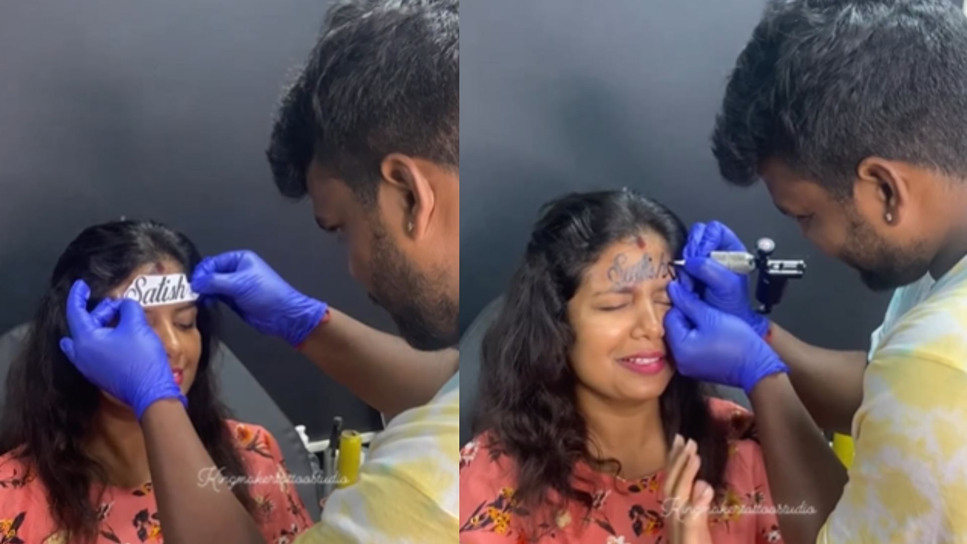 True Love Wife got husbands name tattooed on her forehead video went viral on social media