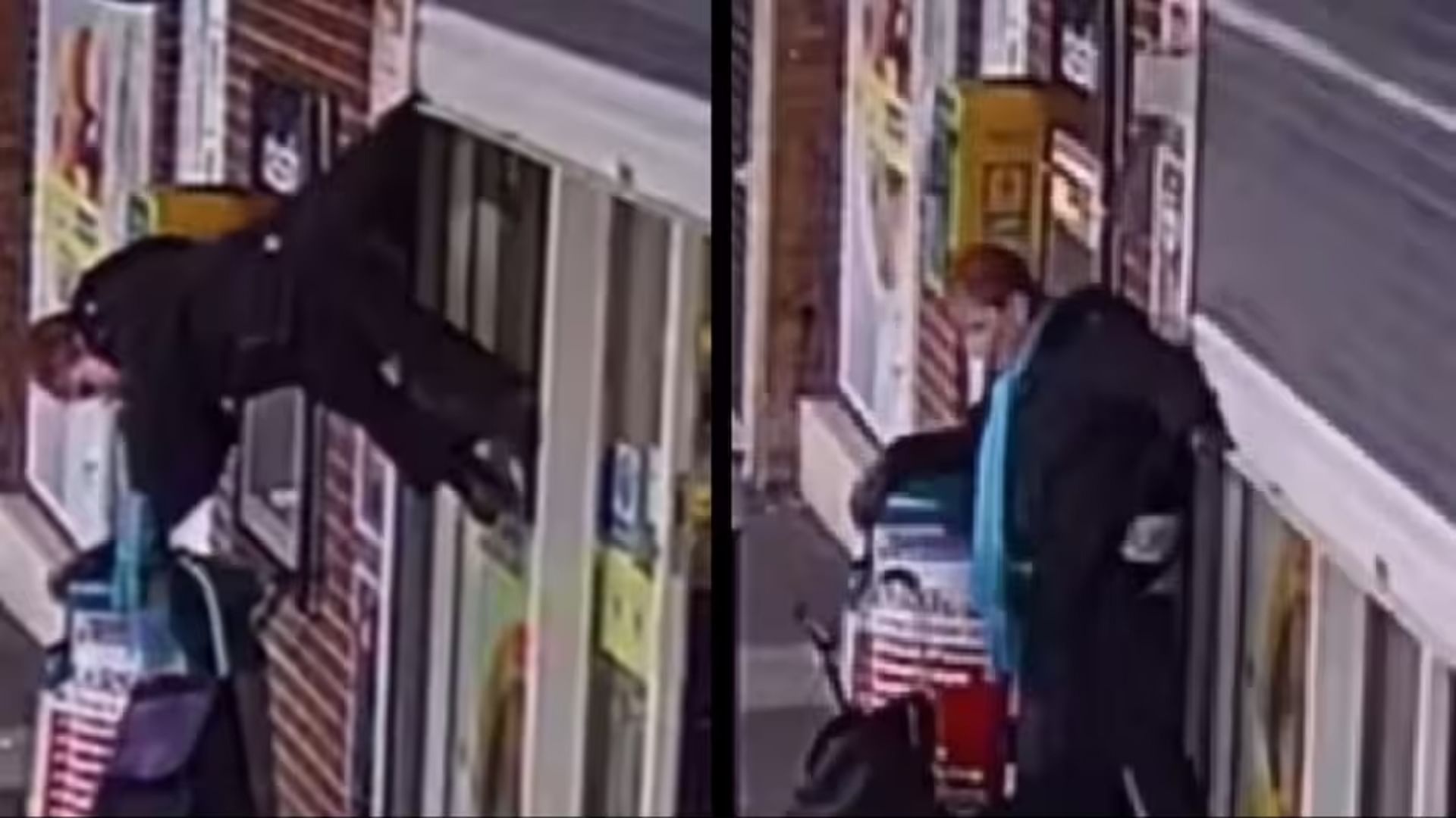 Viral Video: Woman left dangling upside down after getting caught in shop shutter