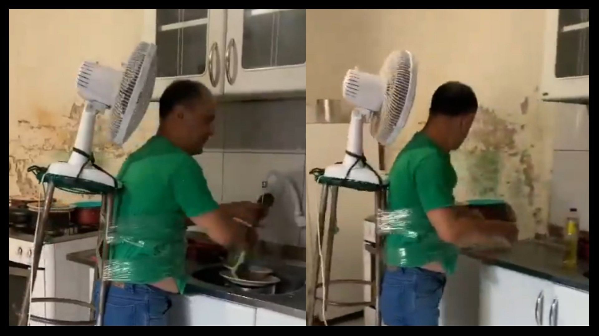 The person imposed best jugaad to save himself from scorching summer video viral on social media