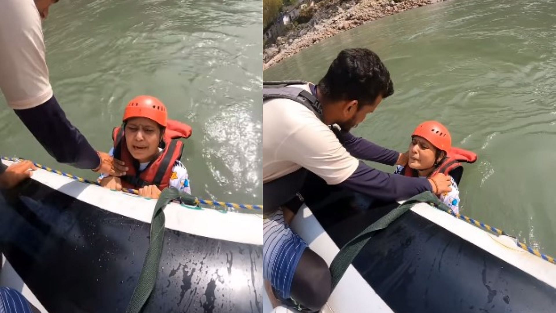 Woman pleads to lift her back on boat during river rafting said Uppar Lelo video viral
