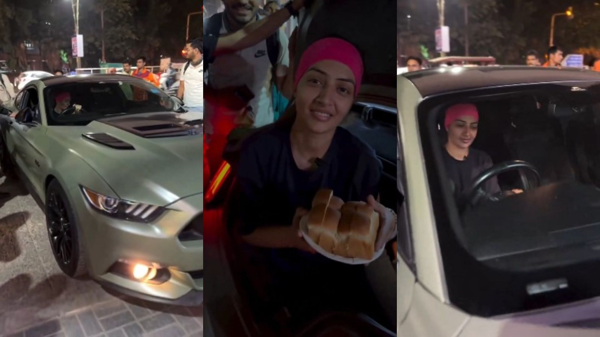 Vada pav girl mustang car video viral on social media