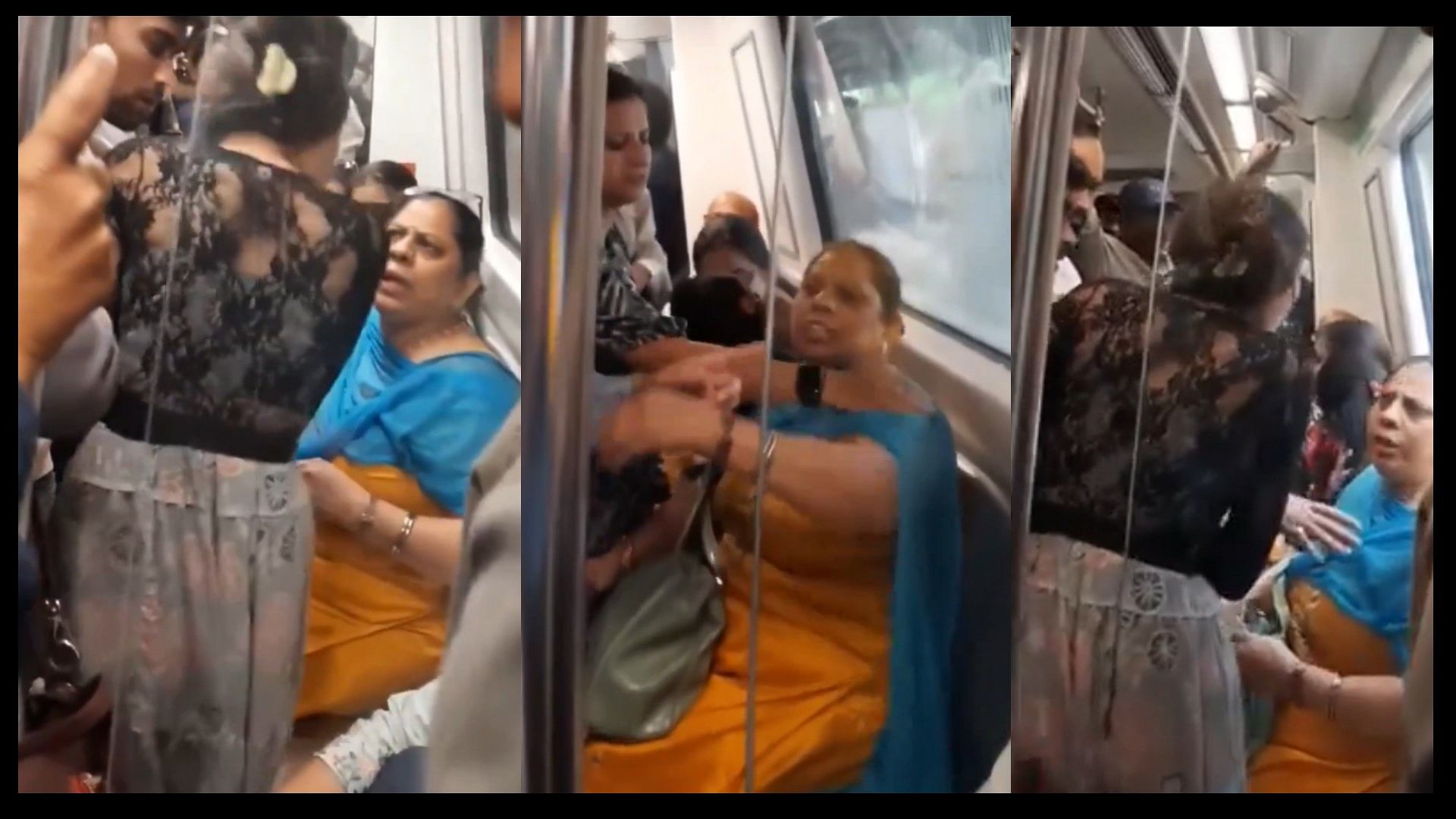 Viral Video Delhi metro a argument broke out between an woman and a girl after lifting the boy from his seat