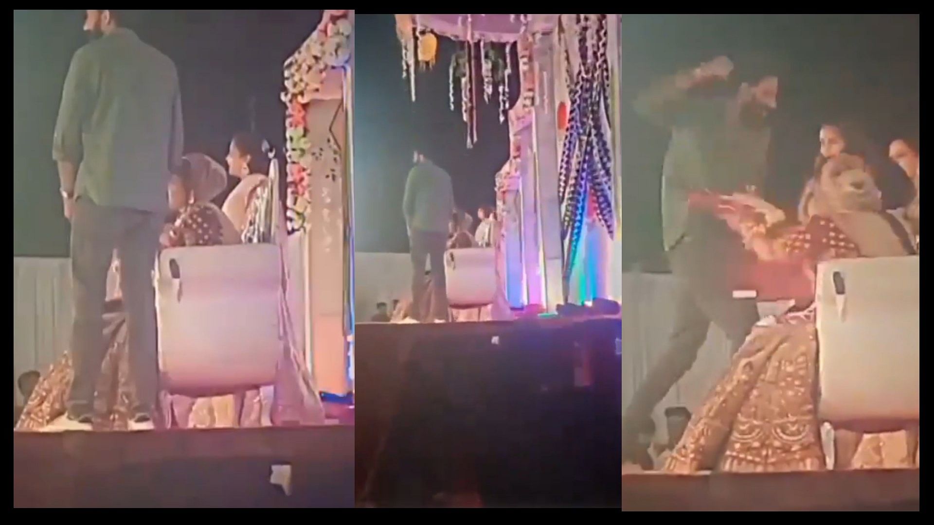 Man beat groom during the wedding ceremony in front of bride viral video on social media