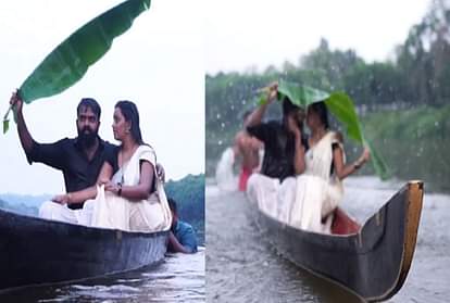 VIDEO: चल रहा था प्री-वेडिंग फोटोशूट लेकिन दूल्हा-दुल्हन के साथ हो गया ये हादसा couple falls into river from boat during pre-wedding photoshoot video goes viral