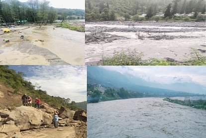 तस्वीरें: बादल फटने के बाद नाले में आई बाढ़, कार नदी में गिरी, कई छोटे पुल और सड़कें बहीं pics of cloudburst and flash flood in manali himachal