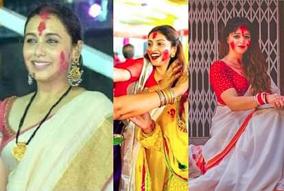सिंदूर खेला या दुर्गा पूजा के लिए ऐसे हों तैयार, फिर महफिल में दिखेंगी आप ही आप kajol, rani mukherjee and these bengali actress gives modern chic trendy makeup ideas for durga puja