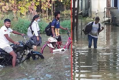 मुसीबत: अब भी जलभराव की समस्या झेल रहे हैं गोरखपुर के लोग, घुटनों तक पानी से होकर कामकाज के लिए जा पा रहे हैं लोग people of Gorakhpur still facing problem of waterlogging due to floods and rains