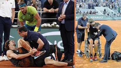 French Open: वाकओवर से फाइनल में पहुंचे नडाल, तीन घंटे तक खेलने के बाद चोटिल हुए ज्वेरेव, व्हीलचेयर पर कोर्ट से गए बाहर French Open Rafael Nadal reached the final with a walkover Alexander Zverev injured during match went out of court in a wheelchair