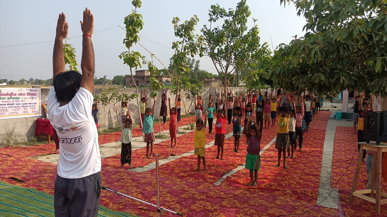 Yoga practice given to students