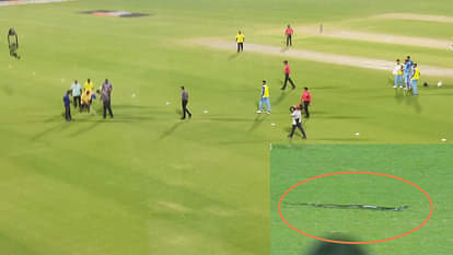 IND vs SA 2nd T20: गुवाहाटी के मैदान में घुसा सांप, डर गए खिलाड़ी और कुछ मिनटों के लिए रुका मैच, देखें PHOTOS IND vs SA 2nd T20: Snake entered Guwahati ground, players scared and match stopped for few minutes, see photos