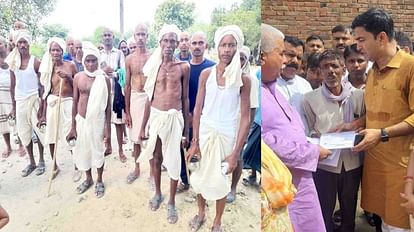 कोरथा गांव में मृतकों के परिजनों ने एक साथ सिर मुंडवाया
