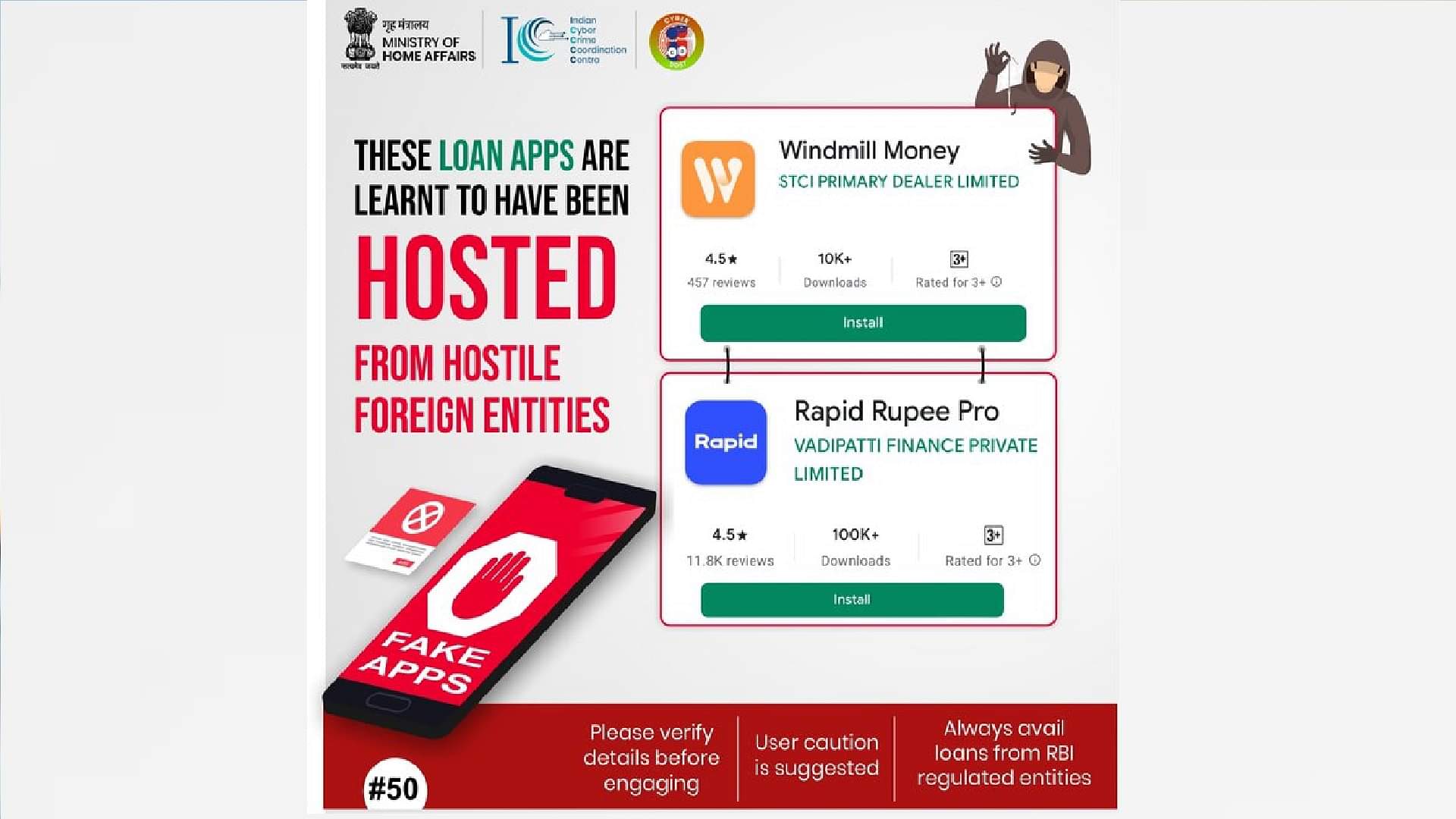 अलर्ट: फटाफट लोन देने वाले इन दो एप से रहें सतर्क, सरकार ने दी चेतावनी Be careful from Instant loan apps named Windmill Money and Rapid Rupee Pro