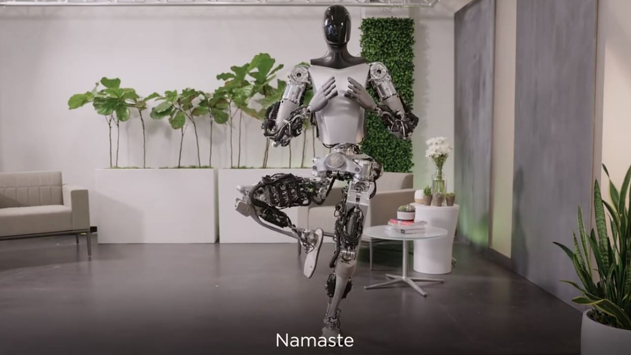 Elon Musk Robot Optimus Doing Yoga By Standing On One Leg Says Namaste