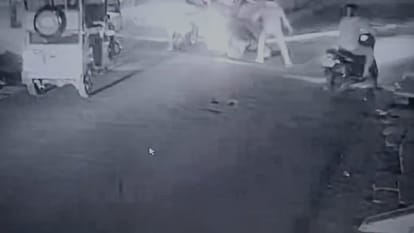 Fierce fight with a person riding a bike in public in tikamgarh