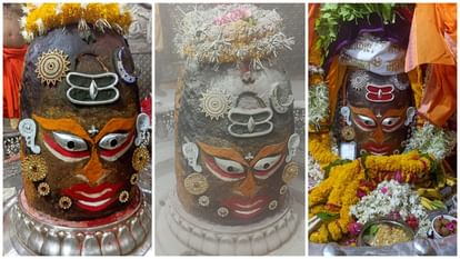 ujjain news : Baba Mahakal decorated with Sun, Moon, Tripund and Bilva leaves in Bhasmarti