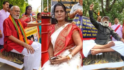 Bhopal News Appealed for democracy by sitting on a nail in a different way appealed to public to vote