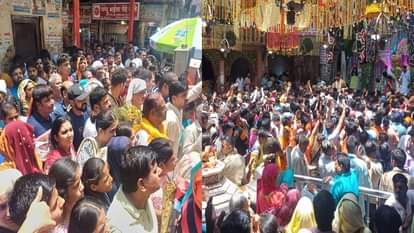 Banke Bihari Temple: भीषण गर्मी में बांके बिहारी मंदिर पर उमड़ा आस्था का सैलाब, जाम हुईं सड़कें; लगी लंबी कतार Mathura News: Huge Crowd Reached For Banke Bihari Mandir Darshan On seturday extreme heat In Vrindavan