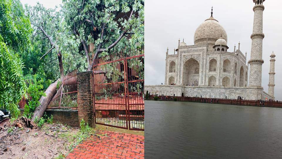 Taj Mahal: ताज के गुंबद में दिखा रिसाव, किले के खास महल में सीलन...बारिश में स्मारकों का भी हाल हुआ बेहाल Leakage seen in dome of Taj Mahal dampness in fort condition of monuments also deteriorated in rain