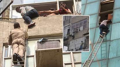 जान बचाने की जद्दोजहद: आदित्य टावर में खिड़की से कूदे लोग, कुछ सीढ़ी से निकाले; दो घंटे तक फंसी रही 100 की जान Fire due to short circuit in Aditya building located in RDC