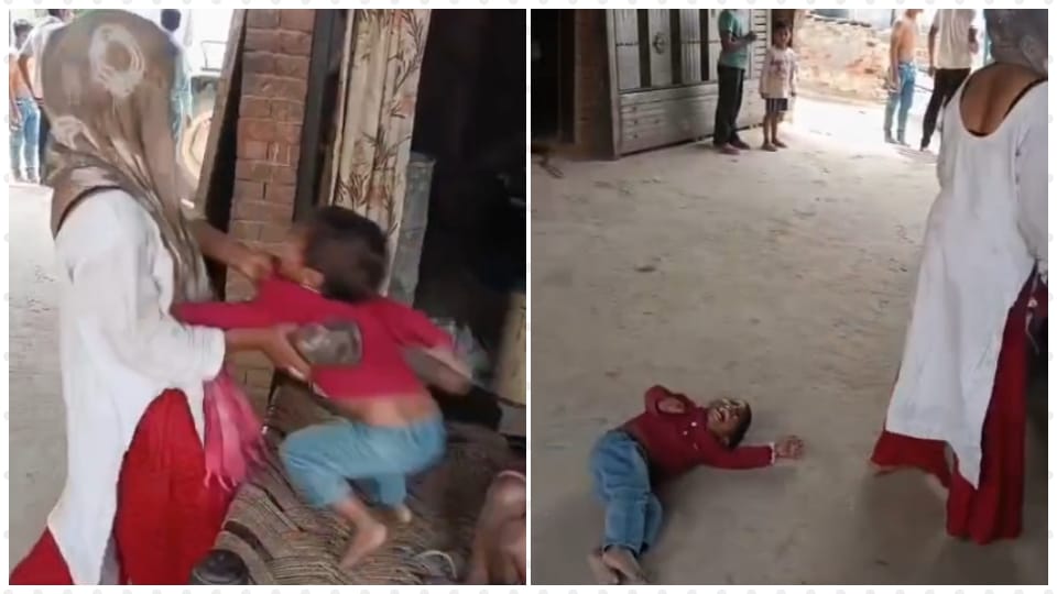 किसी बच्चे को न मिले ऐसी मां: बर्बरता देख भर आएंगी आंखें, बिलखते मासूमों पर नहीं आया तरस; जुल्म का लाइव वीडियो Video of woman beating children goes viral she is being brutal
