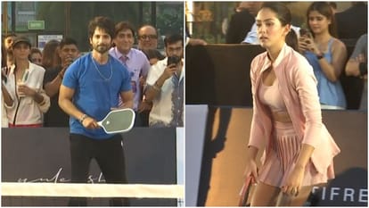 Shahid Kapoor: मीरा और शाहिद कपूर का दिखा स्पोर्टी अंदाज, पिकलबॉल में हुआ दोनों का आमना-सामना Shahid kapoor and mira rajput play pickleball together