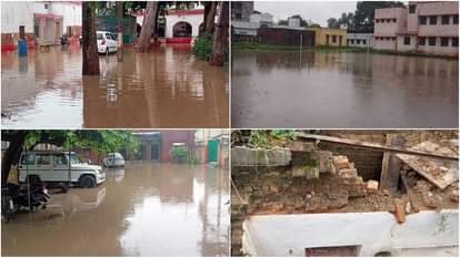 UP Weather: तीन घंटे की बारिश...थाने से लेकर अस्पताल तक हुए जलमग्न, मकान गिर गया; खेतों में बिछी फसलें UP Weather agra bah rainfall waterlogging houses damage crop loss