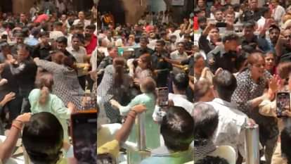 UP: बांकेबिहारी मंदिर में महिला श्रद्धालुओं से भिड़े निजी सुरक्षाकर्मी, पुलिस बनी रही तमाशबीन; देखें वीडियो Clashes between women devotees and private security personnel at Bankebihari temple in Vrindavan