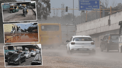 Delhi: जर्जर सड़कें.. थमा ट्रैफिक, 15 मिनट के सफर में लग रहे 40 मिनट; तस्वीरों में सिग्नल फ्री योजना का हाल road from Bhopura to Wazirabad Delhi is still a major cause of traffic jam
