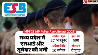 MP Police SI 2025: एमपी पुलिस में एसआई-सूबेदार के 500 पदों पर आज से करें आवेदन; ग्रेजुएट्स के लिए शानदार मौका MPESB MP Police SI, Subedar Recruitment 2025 registration started at esb.mp.gov.in; Apply for 500 posts