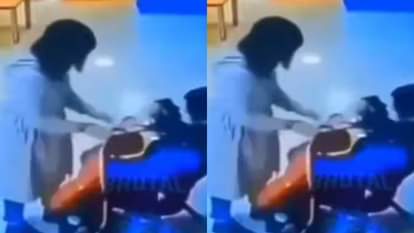 Viral Video: बच्चे को थप्पड़ मारने और झकझोरने पर भड़के पिता, महिला टीचर की जमकर की पिटाई, वीडियो वायरल Father thrashes female teacher after she slaps and shakes child video goes viral on Internet