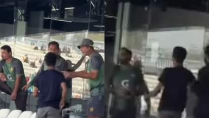 Fan-Babar Azam Video: रेलिंग चढ़कर पाकिस्तान के ड्रेसिंग रूम में घुसा फैन, पुलिस ने दबोचा, देखें पूरा ड्रामा Video: Fan Breaches Security, Breaks Into Pakistan Dressing Room To Meet Babar Azam