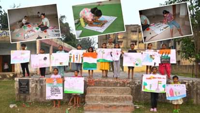 Korba: कोरबा में शहीदों की याद में चित्रकला प्रतियोगिता, बच्चों ने चित्रों से दी श्रद्धांजलि Painting competition in memory of martyrs in Korba