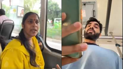 Viral Video: आपकी मम्मी-बहनें भी ऐसा करती हैं क्या? बस में लड़के से भिड़ गई महिला, युवक ने भी पलटकर दिया डोज A woman confronted a boy on a bus and the young man retaliated Fight Video goes Viral on Internet