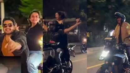 71 साल के टीकू तलसानिया ने बाइक पर किया खतरनाक स्टंट, अभिनेत्री मानसी पारेख समेत एक्टर के खिलाफ केस दर्ज manasi parekh tiku talsania bike stunt case ahmedabad legal action controversy road safety